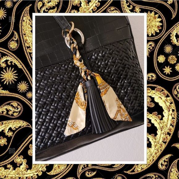 ⭐️3/$25⭐️Scarf & Leather Tassels Pendant Handbag Charm - Picture 1 of 4
